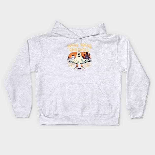 Hocus Pocus and chill ghost Kids Hoodie by Aldrvnd